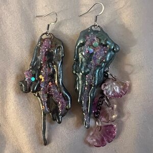 Funky drippy earrings